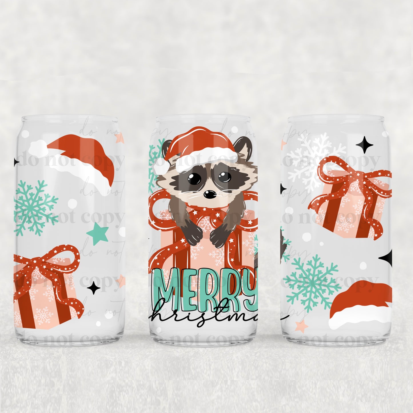 Merry Christmas Raccoon 16oz Tumbler Co
