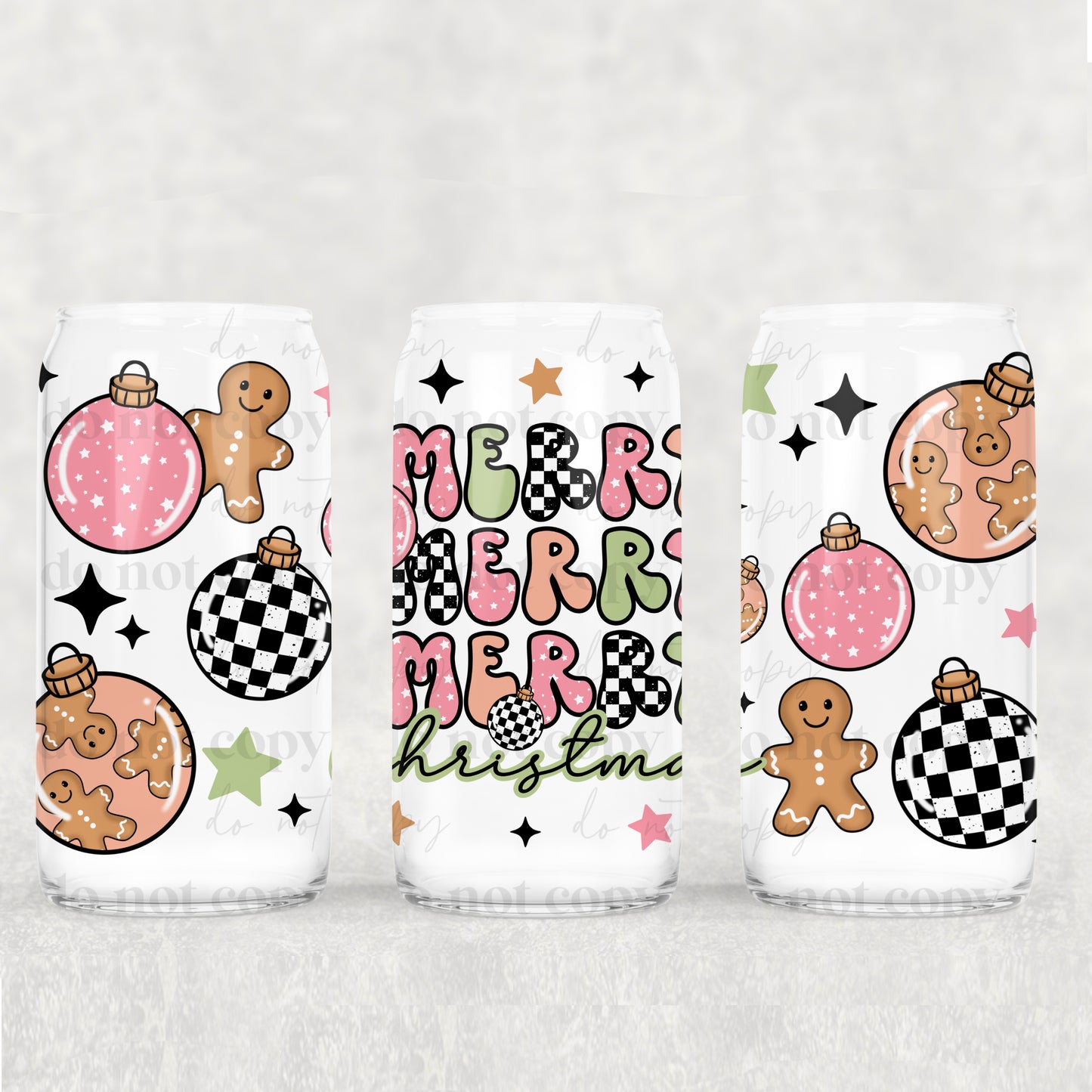 Pink Merry Merry Merry Christmas 16oz Tumbler