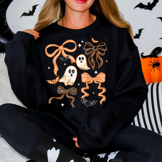 Orange Bows & Ghosties Shirt, Crewneck, Hoodie