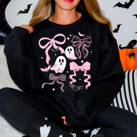 Pink Bows & Ghosties Shirt, Crewneck, Hoodie