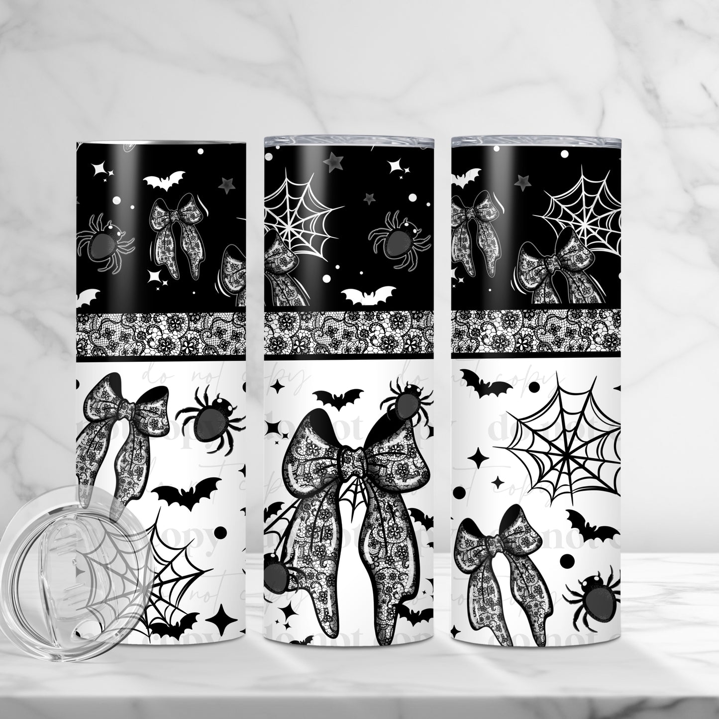 Spiderweb Lace Bow Skinny Tumbler