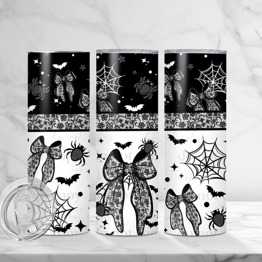 Spiderweb Lace Bow Skinny Tumbler
