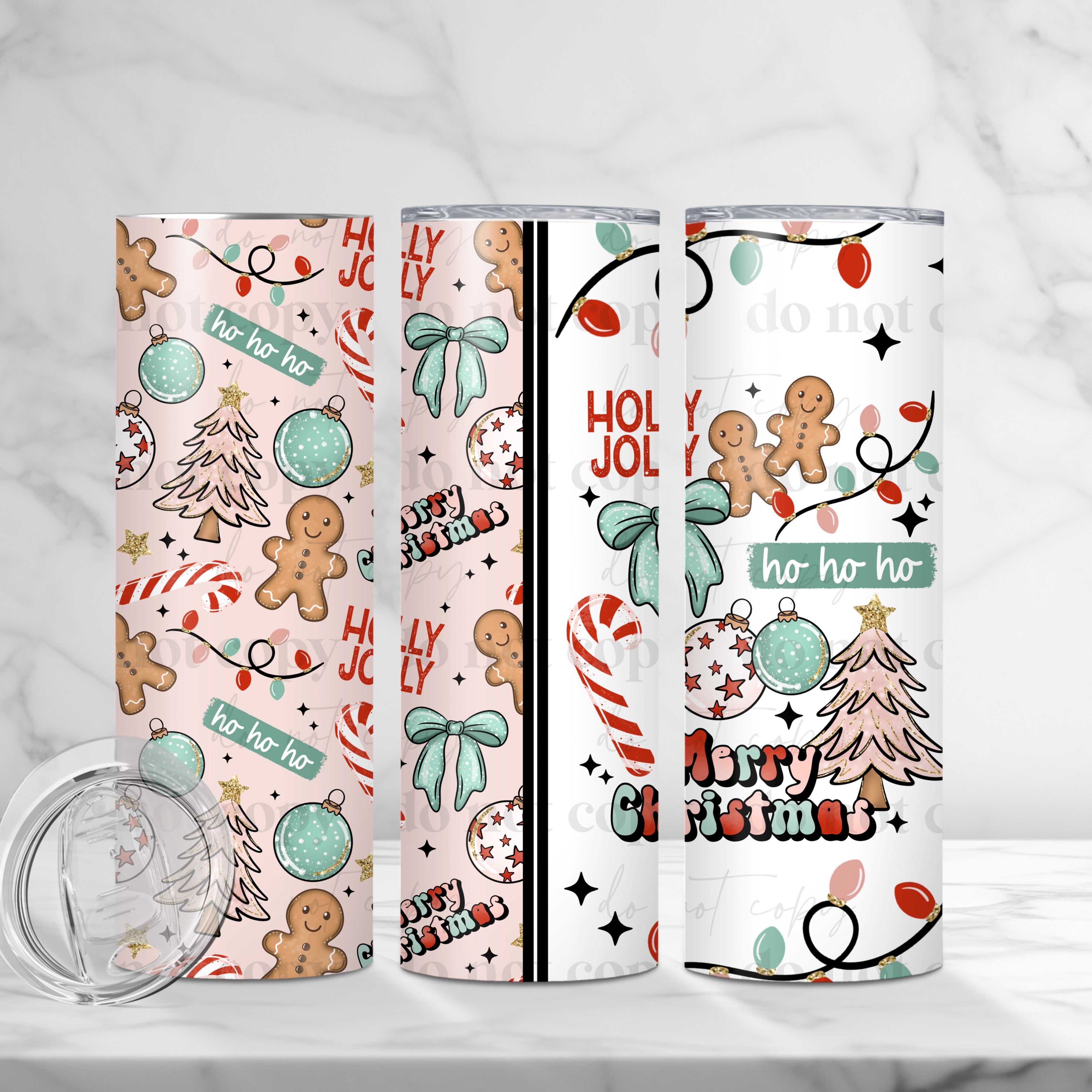 Merry Christmas Collage Skinny Tumbler