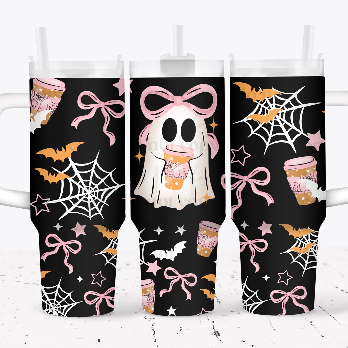 Pink Bow Coffee Ghostie 40 oz Tumbler