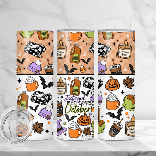 Just a Girl Who Loves October Skinny Tumbler