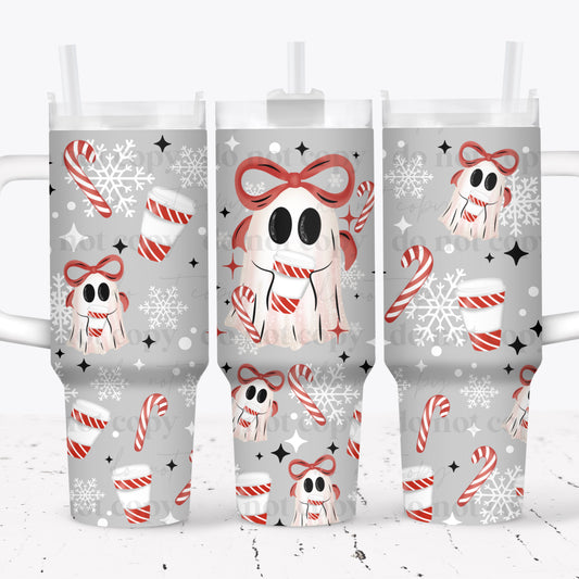 Ghostie Peppermint Mocha with Bows 40 oz Tumbler