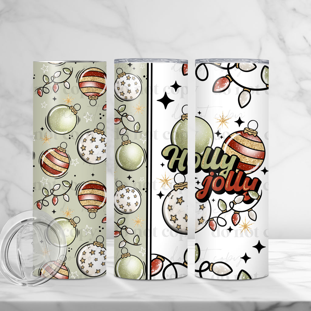 Holly Jolly Ornaments Skinny Tumbler