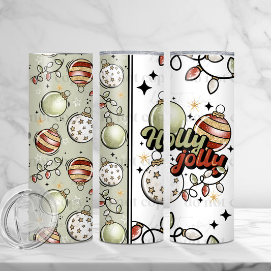 Holly Jolly Ornaments Skinny Tumbler