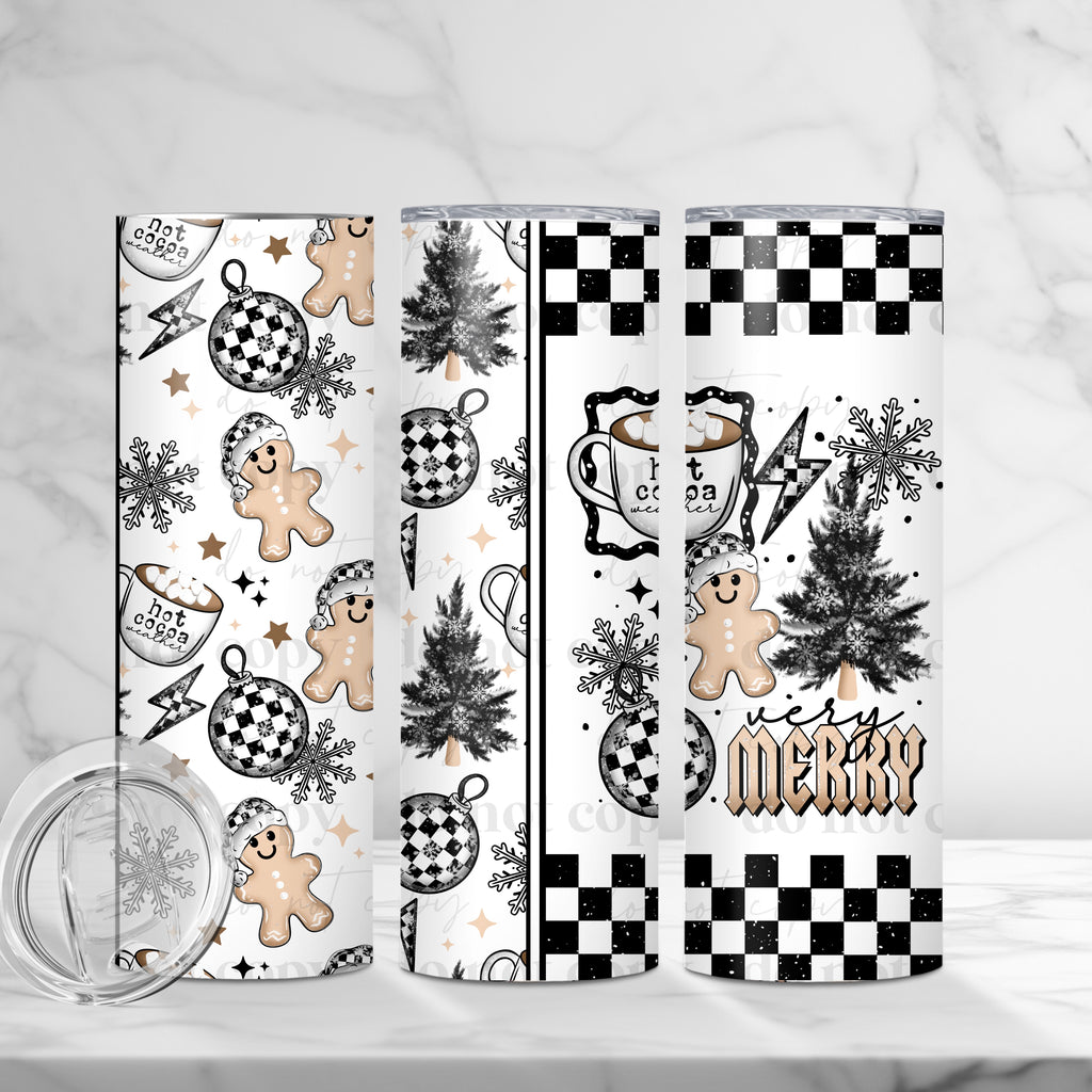 Very Merry Checker Skinny Tumbler