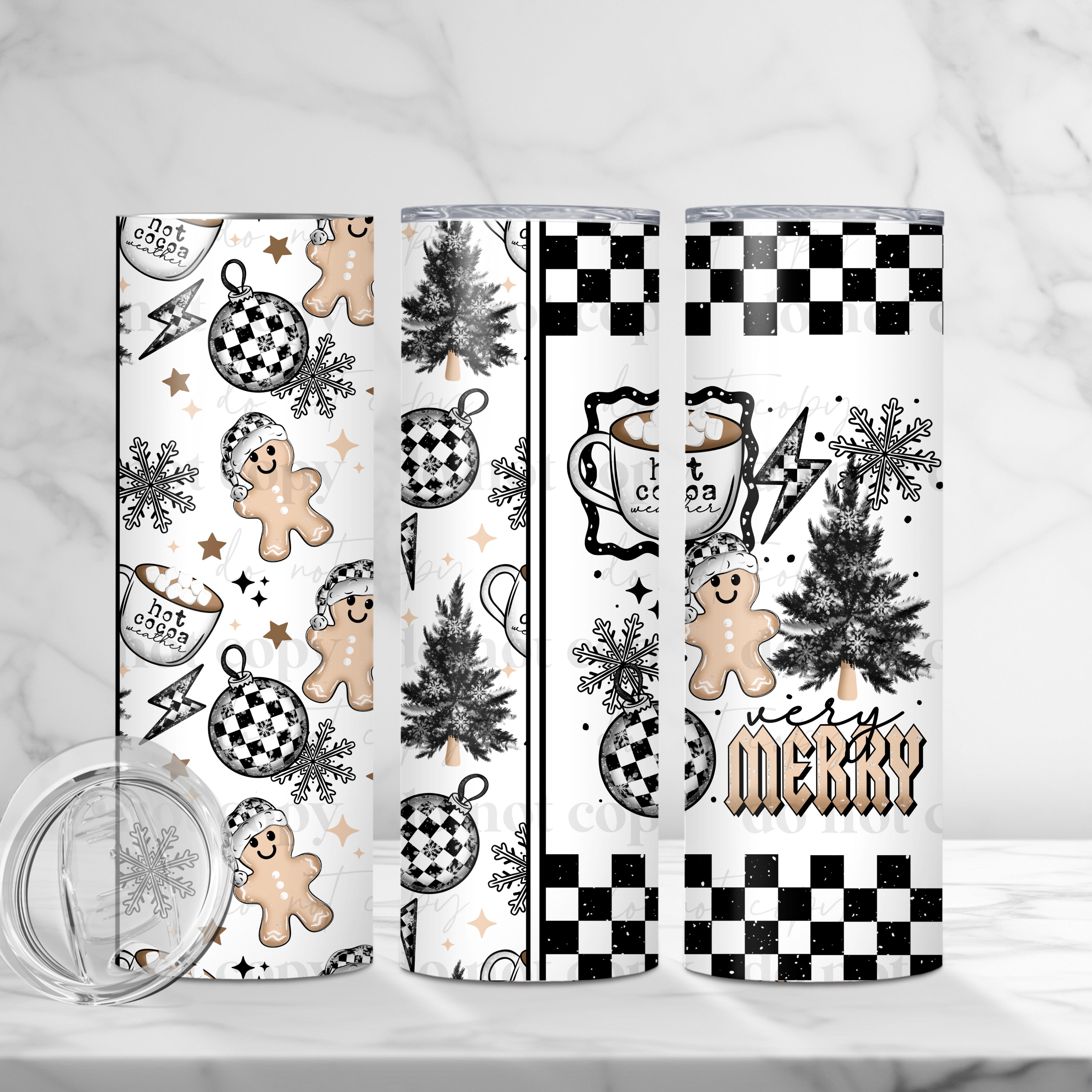 Very Merry Checker Skinny Tumbler