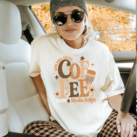 Coffee Kinda Helps Short Sleeve T-Shirt