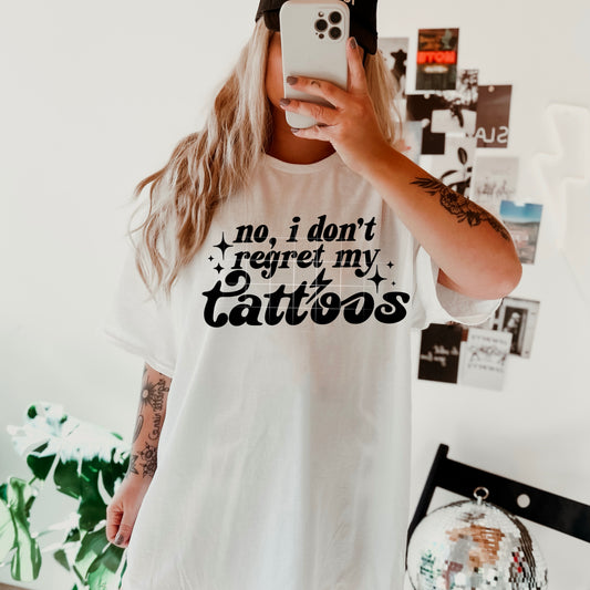 No I Don’t Regret My Tattoos Short Sleeve T-Shirt (Black)