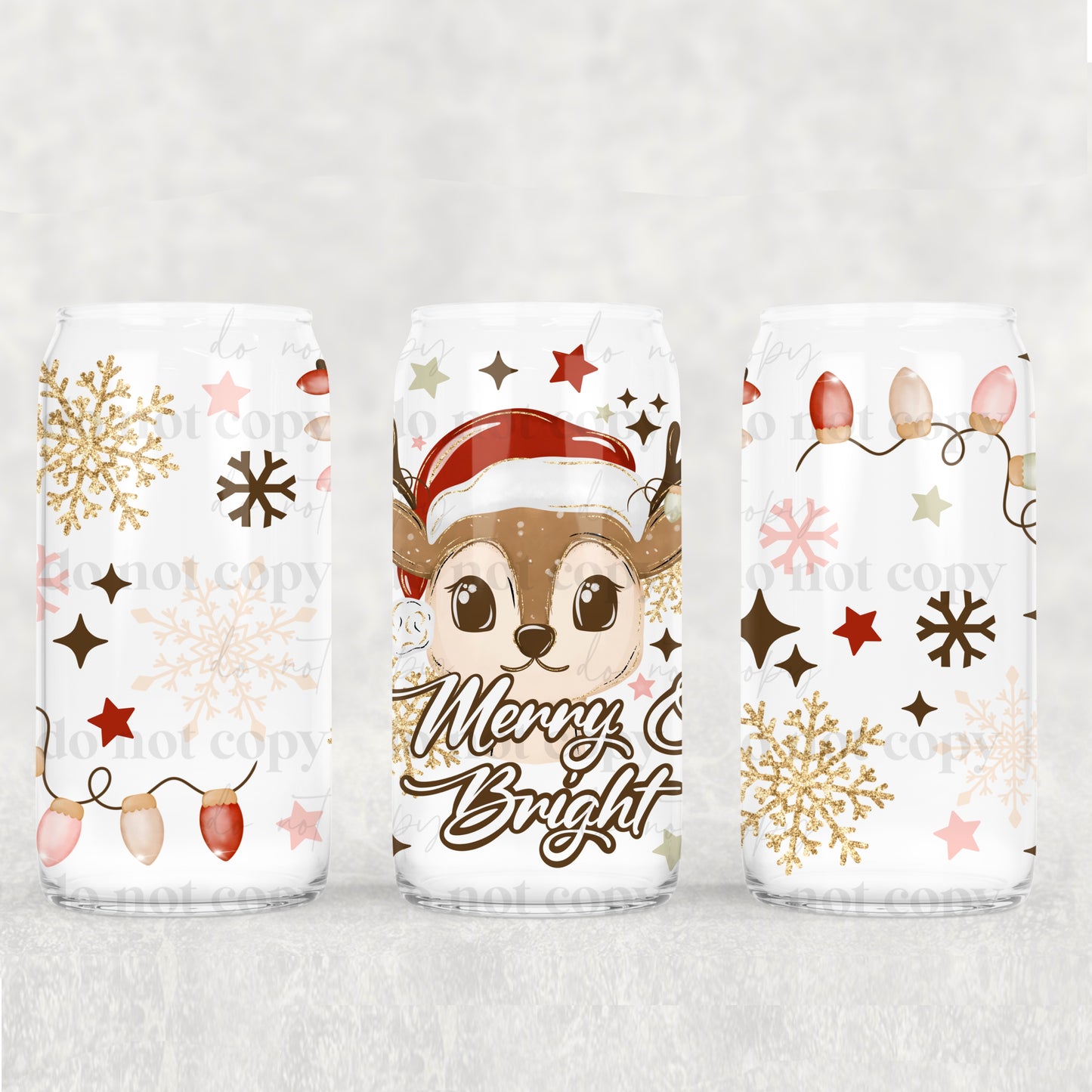 Merry & Bright Reindeer 16oz Tumbler