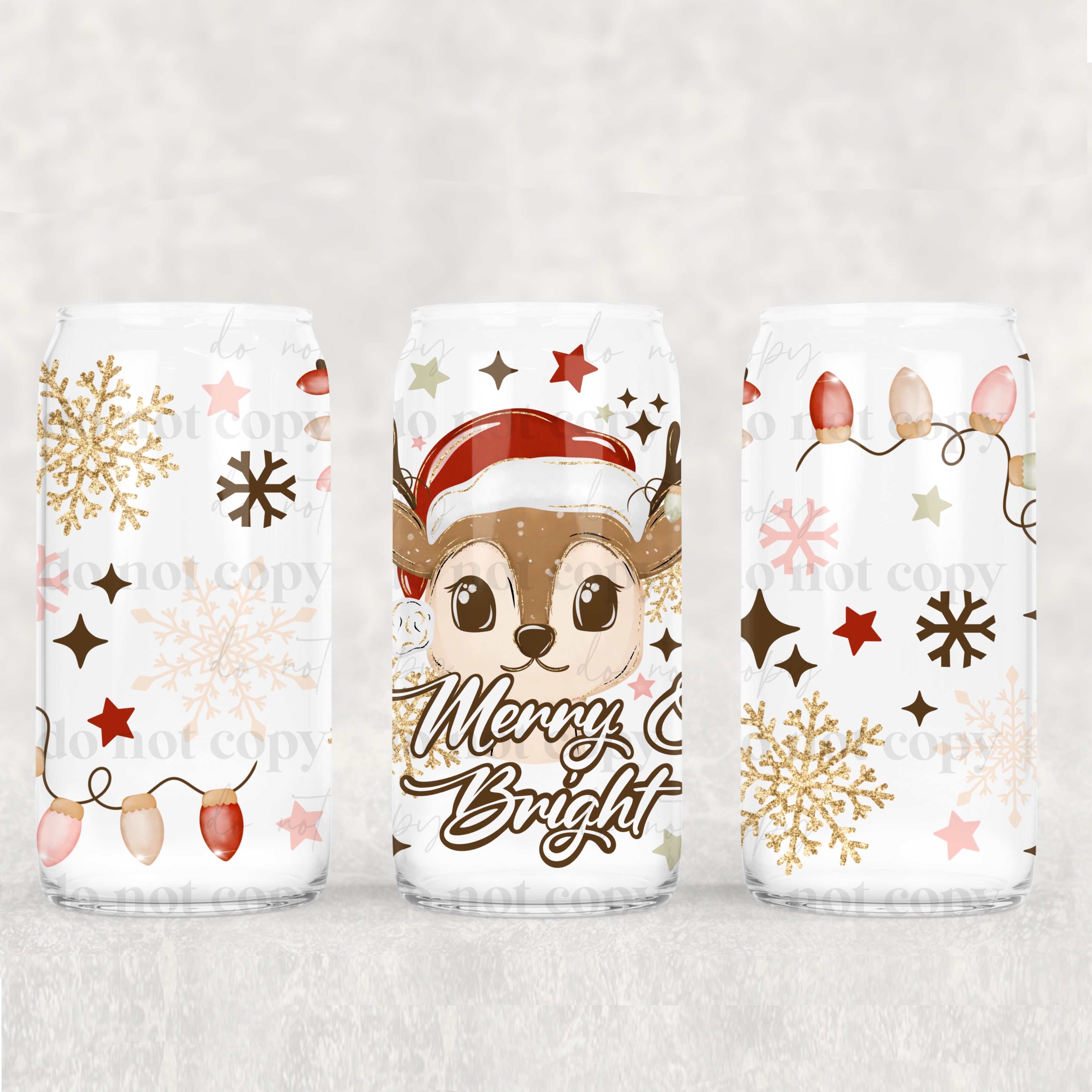 Merry & Bright Reindeer 16oz Tumbler