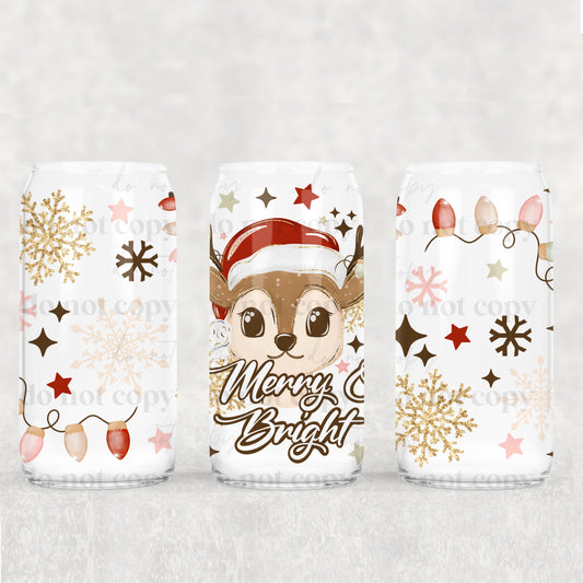 Merry & Bright Reindeer 16oz Tumbler