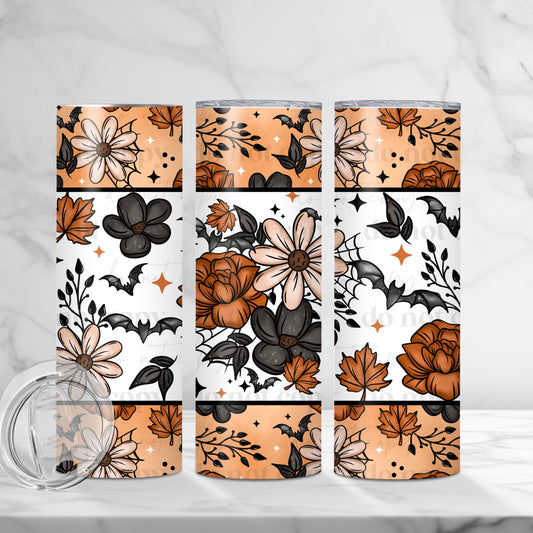 Fall Bats Floral Skinny Tumbler