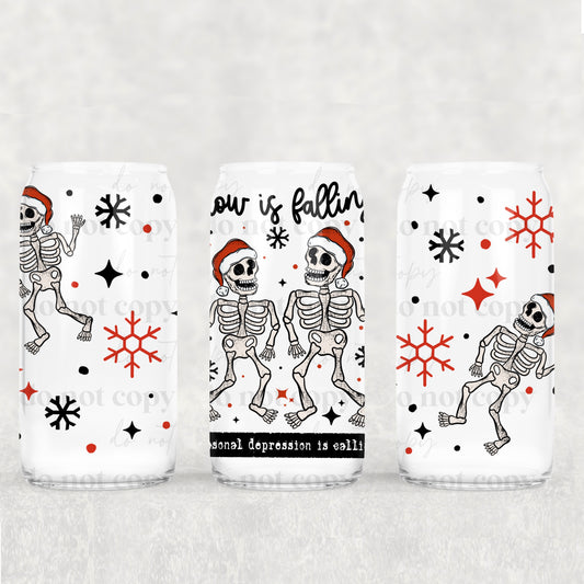 Snow is Fall, Seasonal Depression is Calling (Black) 16oz Tumbler
