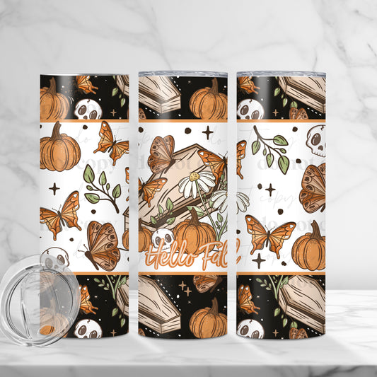 Hello Fall Coffin Skinny Tumbler