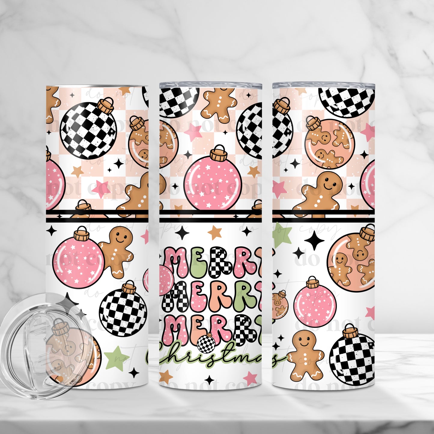 Pink Merry Merry Merry Christmas Skinny Tumbler