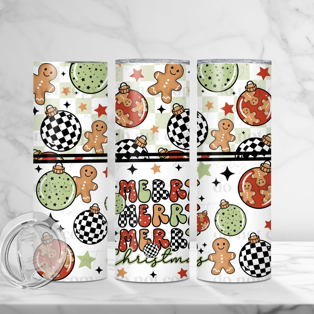 Red Merry Merry Merry Christmas Skinny Tumbler