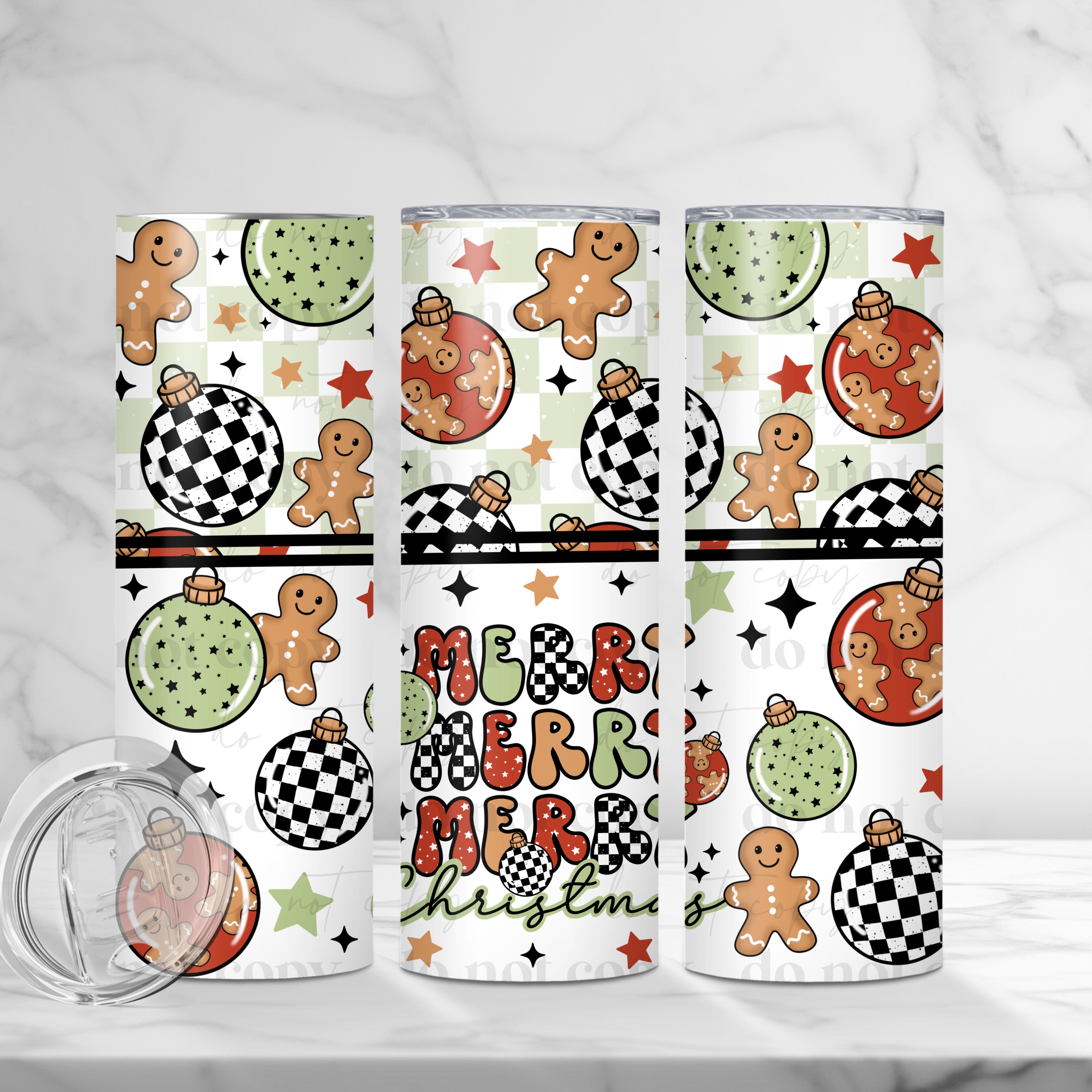 Red Merry Merry Merry Christmas Skinny Tumbler