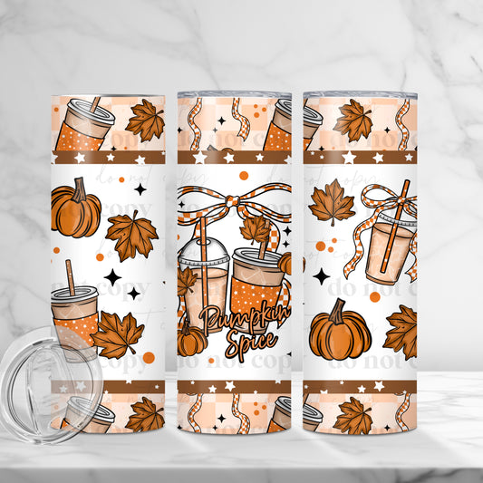 Pumpkin Spice Bow Skinny Tumbler