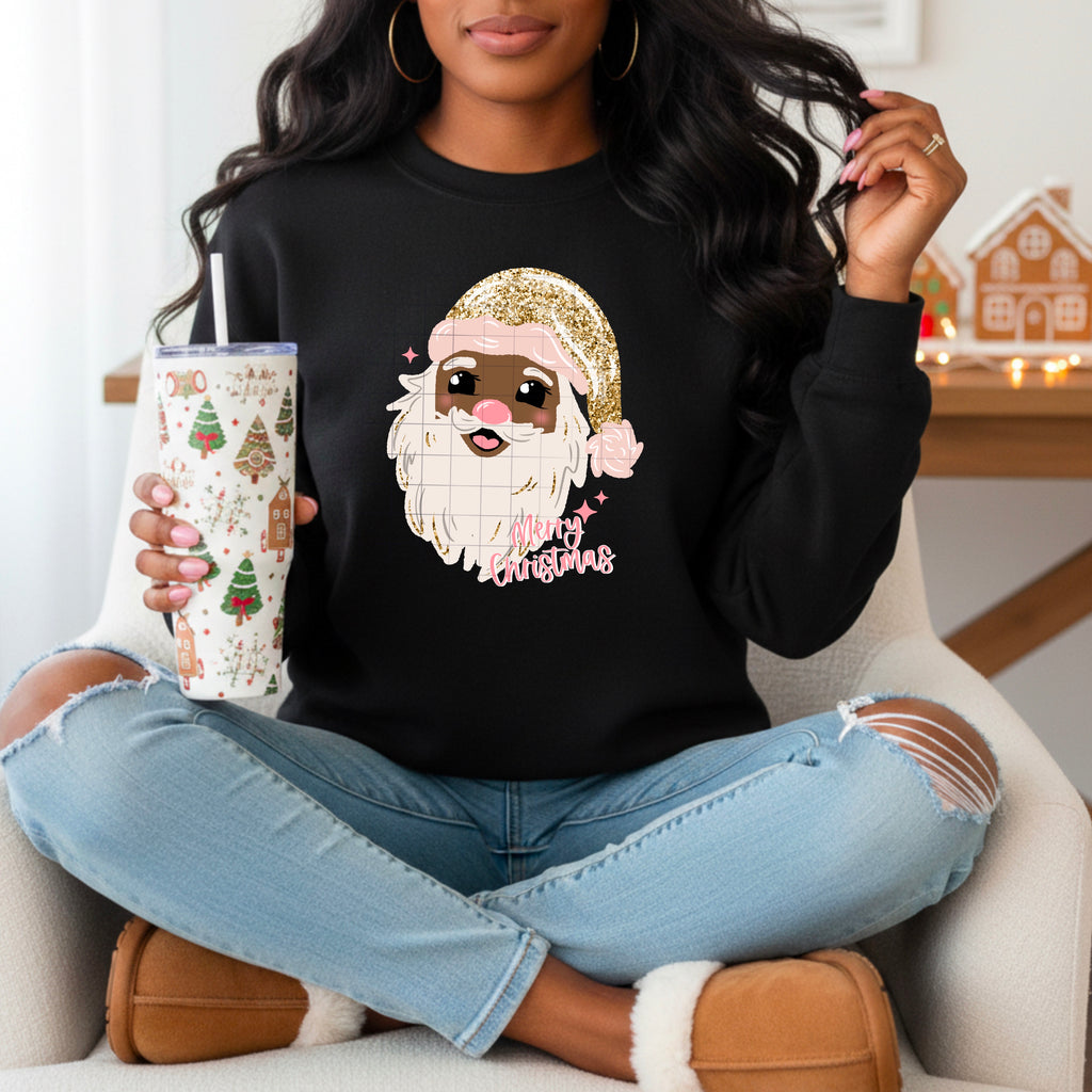 Glitter Santa Merry Christmas (Dark)