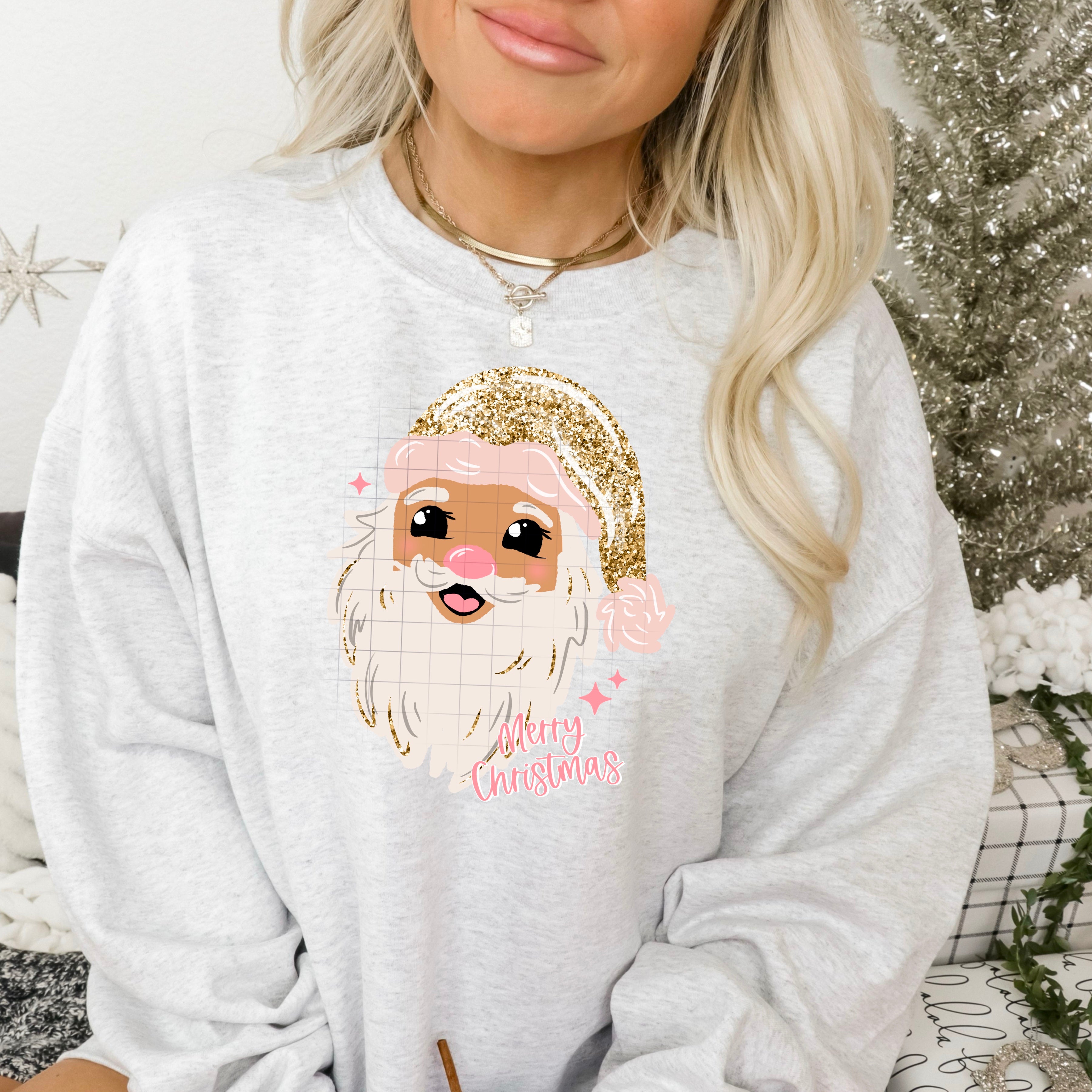 Glitter Merry Christmas Santa (Light)