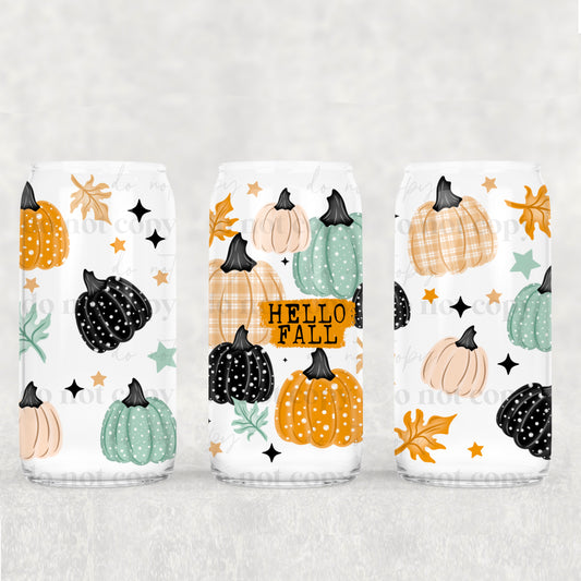 Colorful Hello Fall Pumpkins 16oz Tumbler