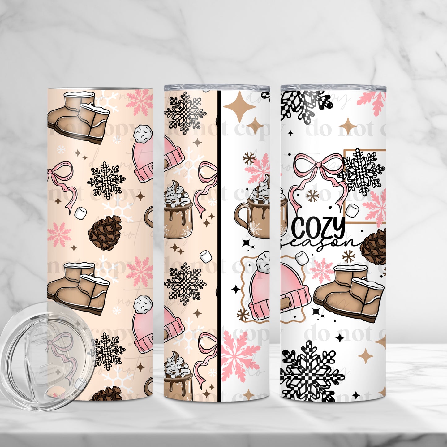 Pink Cozy Season Skinny Tumbler