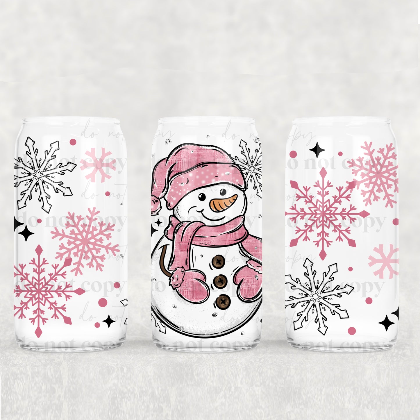 Pink Snowman 16 oz Tumbler