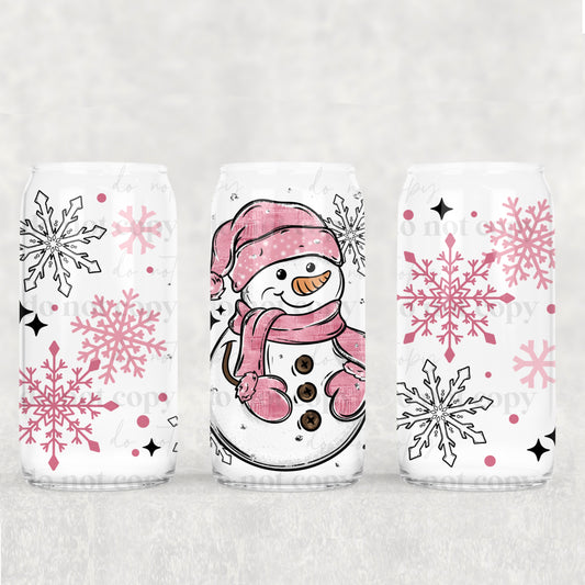 Pink Snowman 16 oz Tumbler