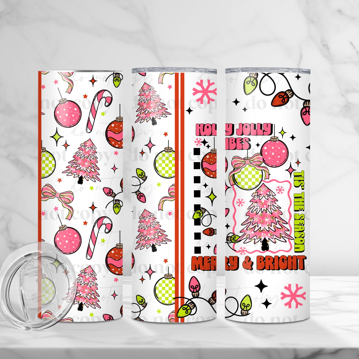 Holly Jolly Vibes Skinny Tumbler