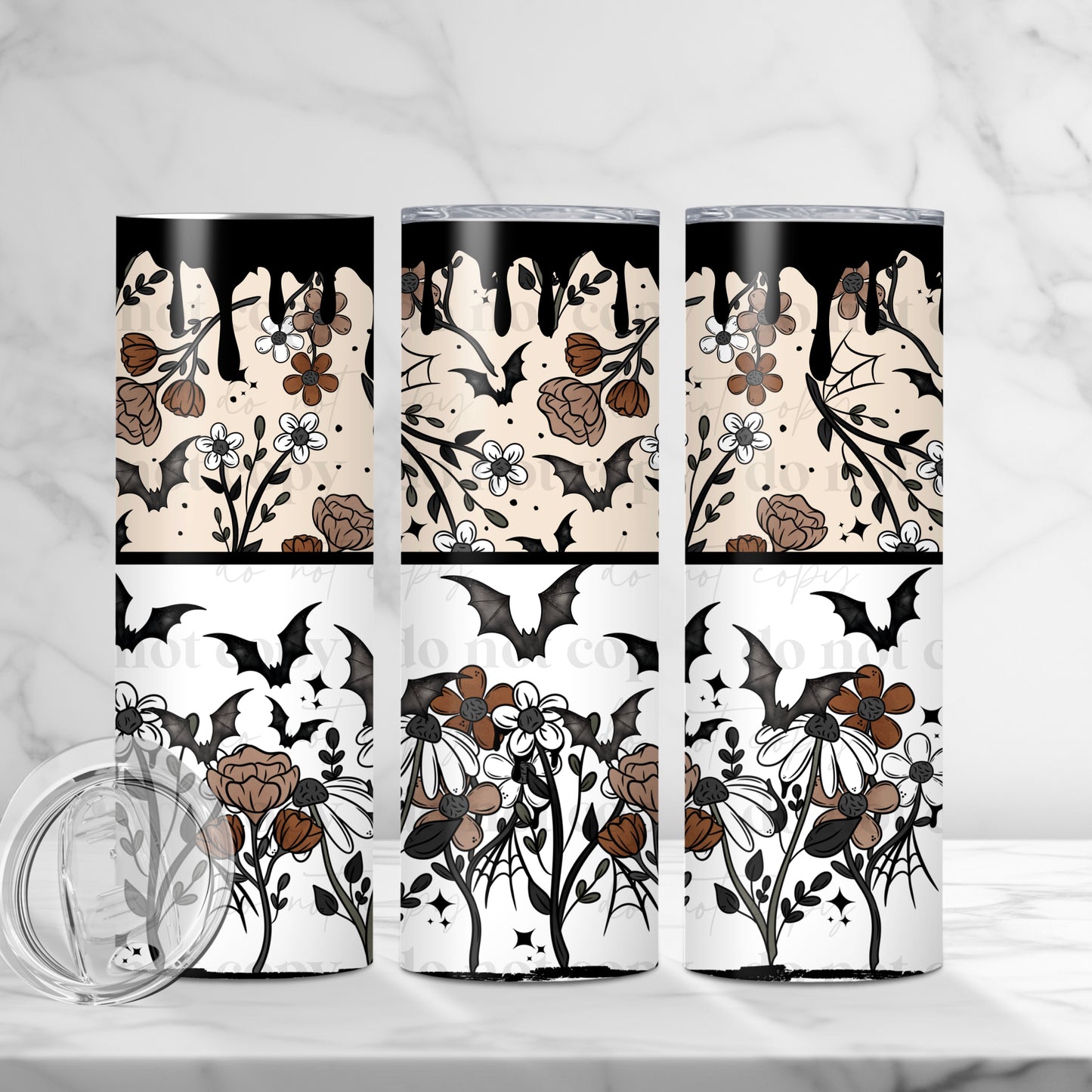 Fall Halloween Floral Skinny Tumbler