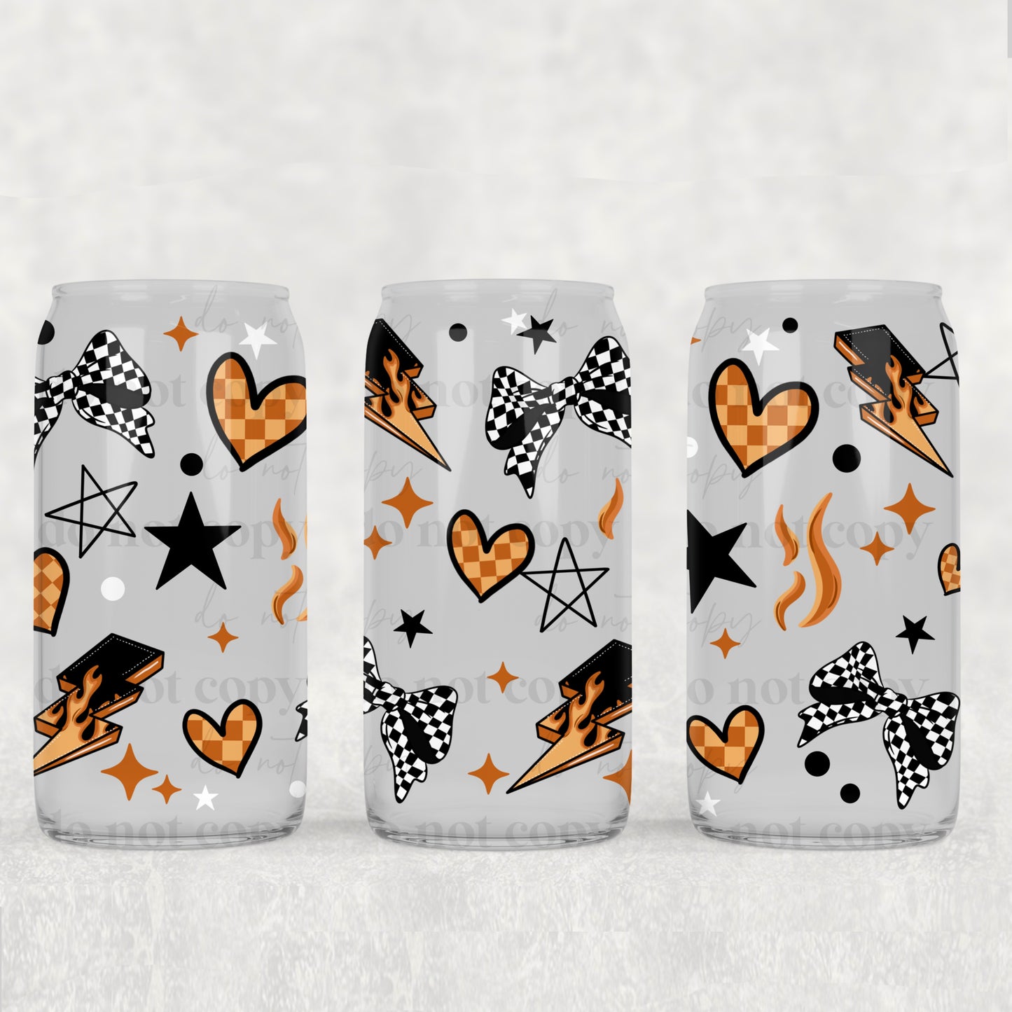 Checker Bow Flame 16oz Tumbler