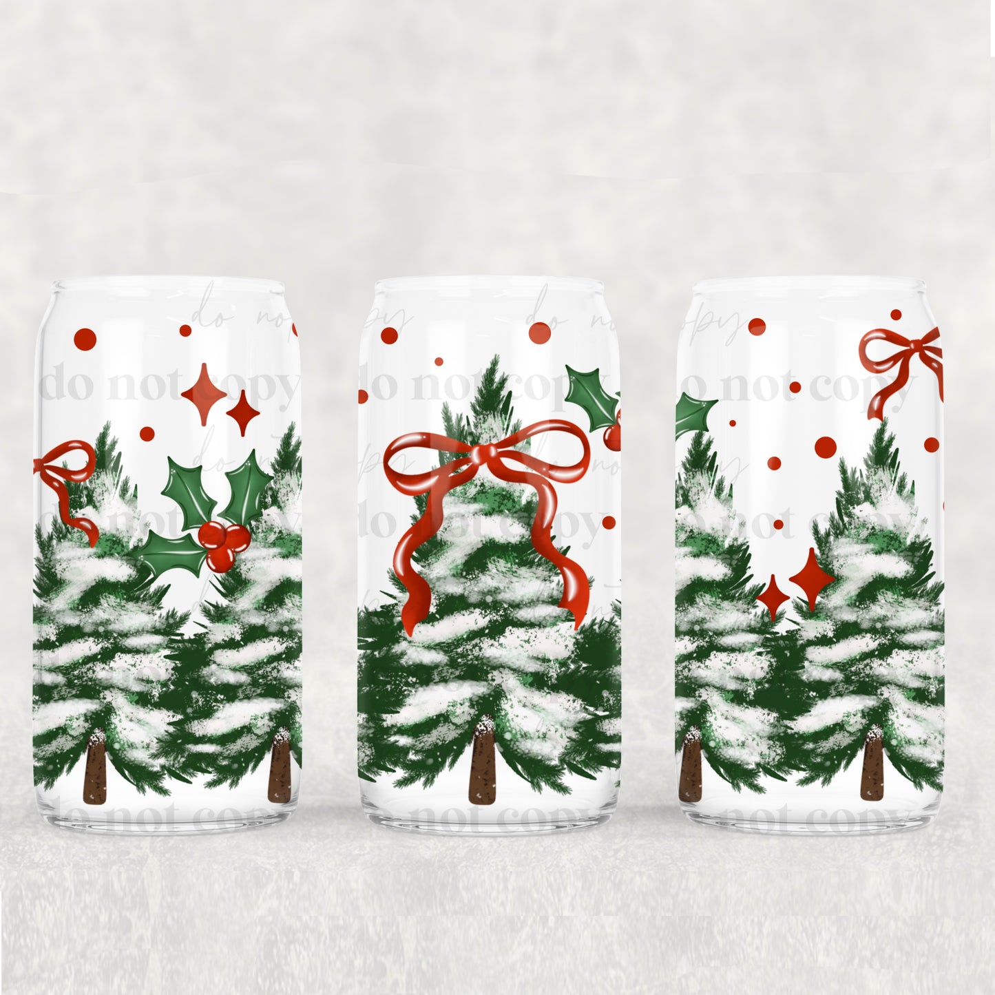 Holly Trees & Bows 16oz Tumbler