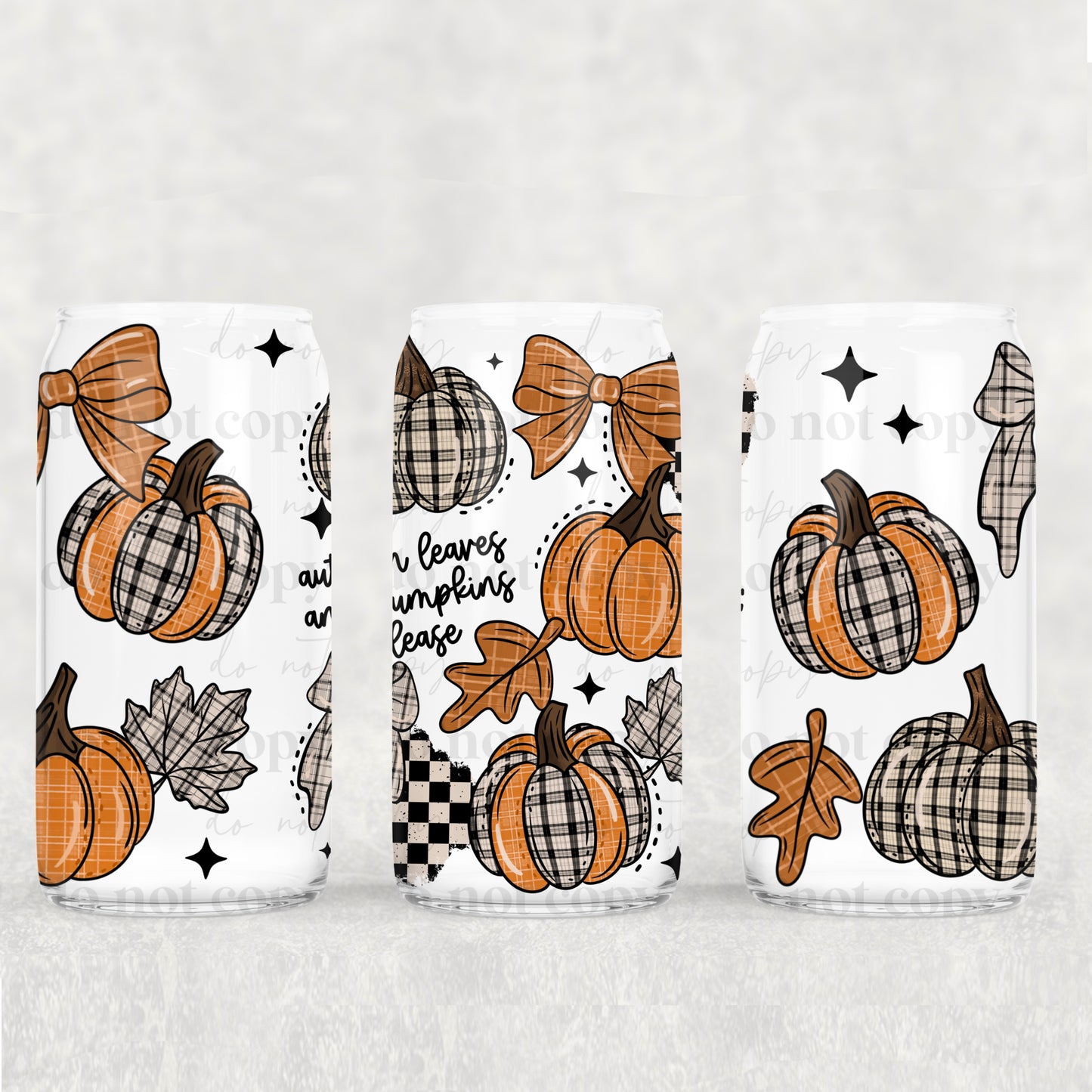 Autumn Leaves & Pumpkins Please Plaid 16oz Tumbler