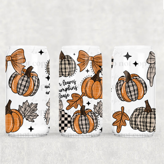 Autumn Leaves & Pumpkins Please Plaid 16oz Tumbler