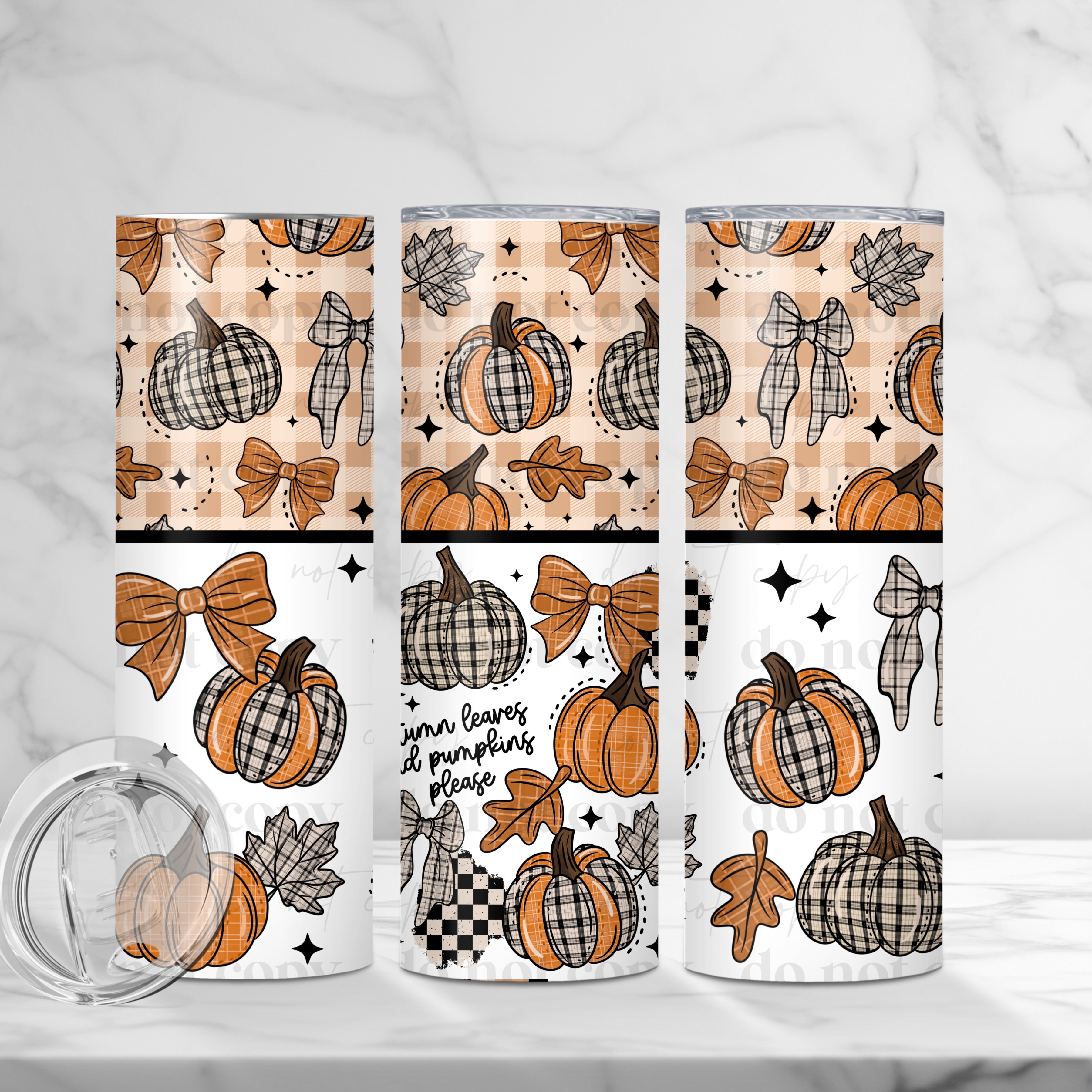 Autumn Leaves & Pumpkins Please Skinny Tumbler