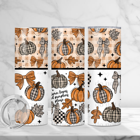 Autumn Leaves & Pumpkins Please Skinny Tumbler