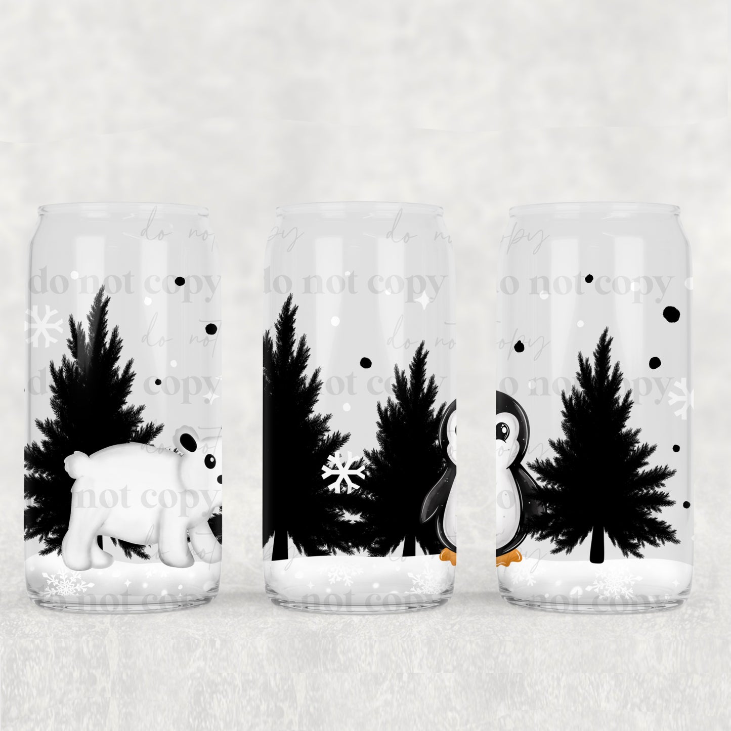 Penguin Polar Bear 16oz Tumbler (UVDTF ONLY)