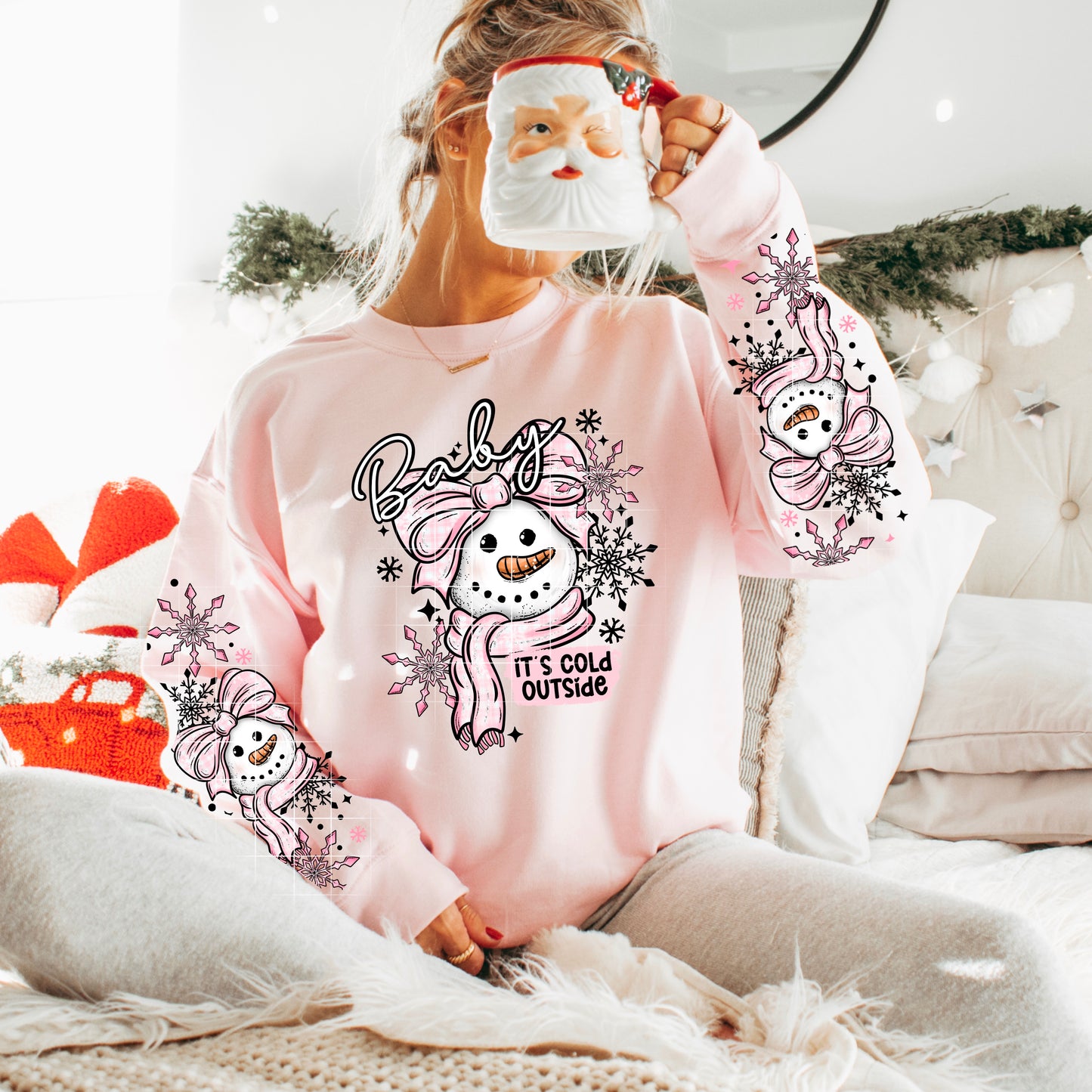 Baby Its Cold Outside Pink Snowman